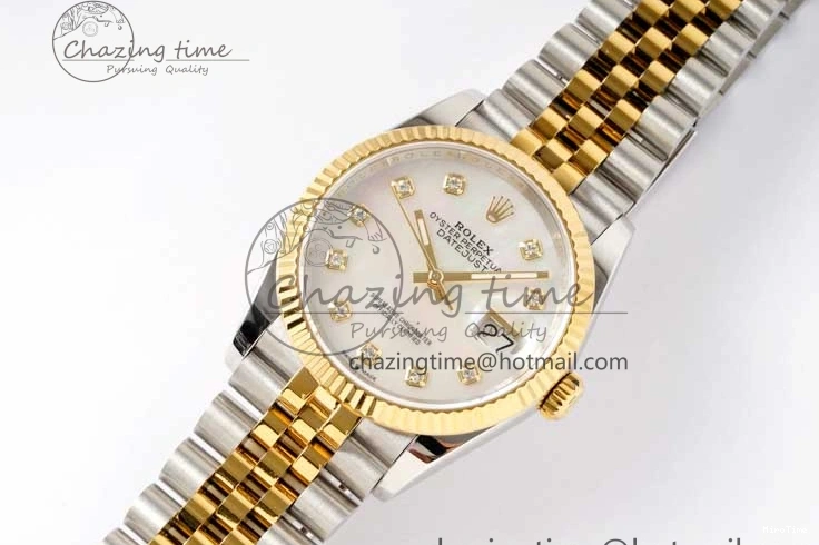 MiroTime 1221 GoodFit DateJust 36 SS YG DIWF 1:1 Best Edition 904L Steel White MOP Diamonds Dial on Jubilee Bracelet SA 2324